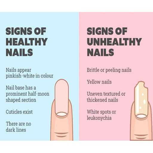 Sign of healthy and unhealthy long nails tips
