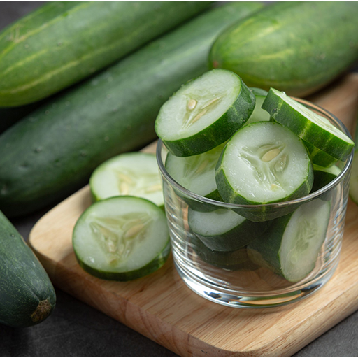 Cucumber slices in a glass pot
