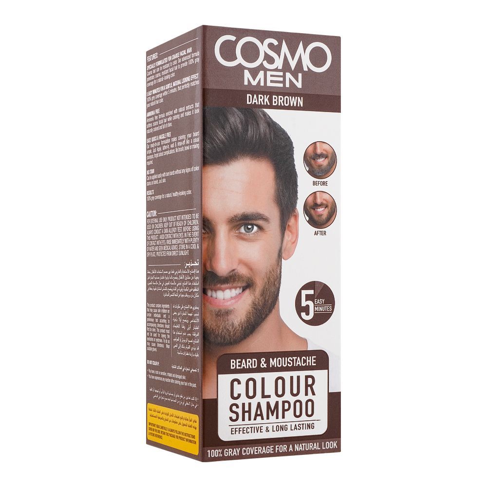 Cosmo Men Beard & Moustache Color Shampoo, Effective & Long Lasting ...